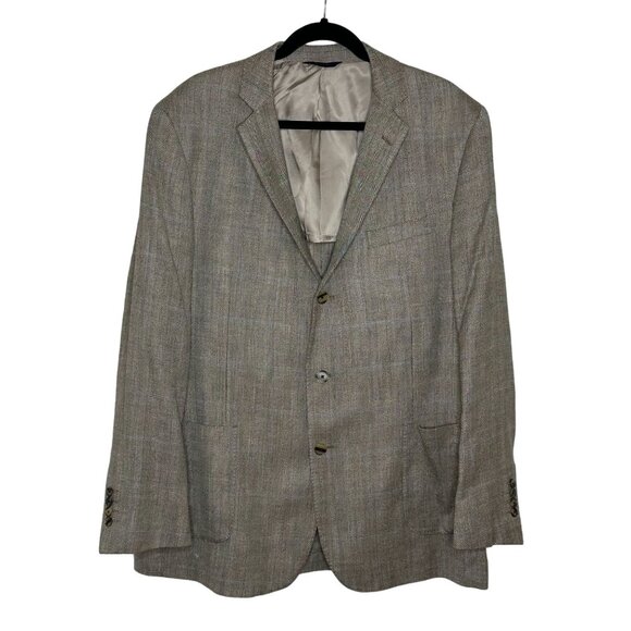 Brooks Brothers Regent Fit Herringbone Wool Blend Blazer Size 46L‎ Brown Career - Picture 1 of 14